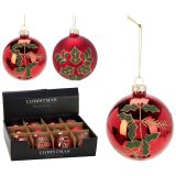 Vánoční koule 80 mm červená / zelená dekorace (mix 2 vzorů, cena /1 ks) Vánoční koule 80 mm červená / zelená dekorace (mix 2 vzorů, cena /1 ks)