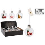 Vánoční koule 80 mm s LED světlem a figurkami (mix 3 provedení)