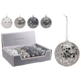 Vánoční koule 80 mm třpytivá - stříbrná (mix vzorů, cena /1 ks) Vánoční koule 80 mm třpytivá - stříbrná (mix vzorů, cena /1 ks)