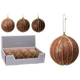 Vánoční koule 80 mm třpytivá, zdobená goralkami (mix 3 barev, cena /1 ks)