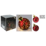 Vánoční koule s LED světlem 15 cm - červená matná