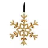 Vánoční ozdoba zlatá sněhová vločka, průměr 13 cm (kov, sklo)