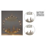 Veselý vánoční kruh s LED světlem 40 cm (2 dizajny) zlatá barva