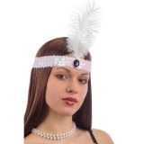 Carnival Toys Bílá charlestonová čelenka s peříčkem