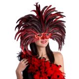 Carnival Toys Brazilská čelenka v červeném peří s maskou