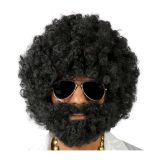 Fiestas Guirca Černá afro paruka s vousy Fiestas Guirca Černá afro paruka s vousy