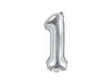 Partydeco Foliová číslice 1 - stříbrná - 35cm