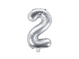 Partydeco Foliová číslice 2 - stříbrná - 35cm