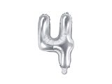 Partydeco Foliová číslice 4 - stříbrná - 35cm