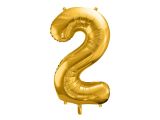 PARTYDECO Foliová číslice- 2 zlatá -86 cm
