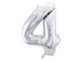 PARTYDECO Foliová číslice- 4 stříbrná -86 cm