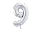 PARTYDECO Foliová číslice- 9 stříbrná -86 cm