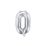 Partydeco Foliová číslice 0 - stříbrná - 35cm