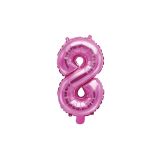 PARTYDECO Foliová číslice 8 - růžová - 35cm