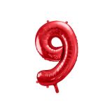 PARTYDECO Foliová číslice- 9 červená -86 cm