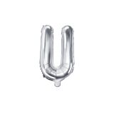 PartyDeco Foliové písmeno U stříbrné 35 cm