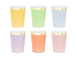 PARTYDECO Papírové kelímky barevné -220 ml - 6ks