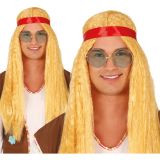 Fiestas Guirca Pánská blond hippie paruka s čelenkou