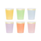 PARTYDECO Papírové kelímky barevné -220 ml - 6ks