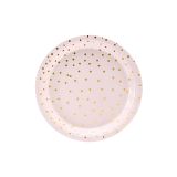 PARTYDECO Papírové talířky růžové s tečkami -18 cm - 6ks