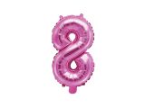 PARTYDECO Foliová číslice 8 - růžová - 35cm