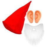 Widmann Sada červený trpaslík (klobouk, vousy, uši)