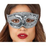 Fiestas Guirca Stříbrná flitrová škraboška