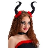 Carnival Toys Velké čertovské rohy černé s červenými chloupky