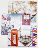 Odkládací mapa s gumou a motivem LONDON/PARIS