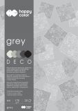Blok dekoračních papírů Grey A4, 170 g / m2, 20 listů, 5 odstínů, stupnice šedé, Happy Color