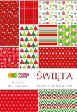 Bloky dekoračních papírů motivy CHRISTMAS, A4, 80gsm, 15 listů, 30 motivů Happy Color