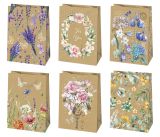 Taška dárková 23 x 32 x 11cm KRAFT KVĚTY mix Taška dárková 23 x 32 x 11cm KRAFT KVĚTY mix