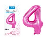 Balónek fóliový č. 4 RŮŽOVÝ 43cm LUMA Balónek fóliový č. 4 RŮŽOVÝ 43cm LUMA