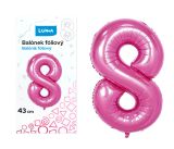 Balónek fóliový  č. 8  RŮŽOVÝ 43cm LUMA