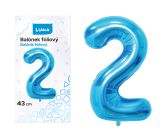 Balónek fóliový  č. 2  MODRÝ 43cm LUMA