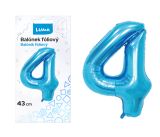 Balónek fóliový č. 4 MODRÝ 43cm LUMA Balónek fóliový č. 4 MODRÝ 43cm LUMA
