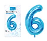 Balónek fóliový  č. 6  MODRÝ 43cm LUMA