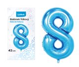 Balónek fóliový  č. 8  MODRÝ 43cm LUMA