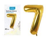 Balónek fóliový  č. 7  ZLATÝ 43cm LUMA