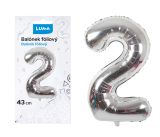 Balónek fóliový  č. 2  STŘÍBRNÝ 43cm LUMA