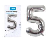 Balónek fóliový č. 5 STŘÍBRNÝ 43cm LUMA Balónek fóliový č. 5 STŘÍBRNÝ 43cm LUMA