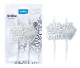 Svíčka   HAPPY BIRTHDAY stříbrná LUMA