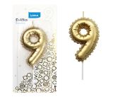 Svíčka č. 9 balónek ZLATÝ LUMA Svíčka č. 9 balónek ZLATÝ LUMA