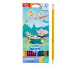 Pastelky DELI bezdřevé šestihranné s gumou 12 barev WOW EC102-12 Pastelky DELI bezdřevé šestihranné s gumou 12 barev WOW EC102-12