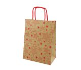 Taška vánoční kraft 16 x 21 x 8cm, červené hvězdy Taška vánoční kraft 16 x 21 x 8cm, červené hvězdy