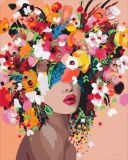 Plátno malířské - malování podle čísel Portrét v květinach