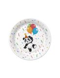 Papírový talíř velký - Funny Panda with Balloons