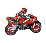 Balónek fóliový nafouknutý 14 na tyčce - Motorka červená