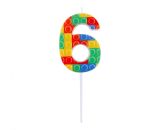 Dortová svíčka č. 6 Kostky barevné - pikery