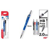 Mechanická tužka versatilka kovová HB 2 mm + náplně na blistru